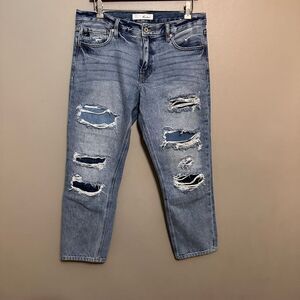 KanCan Distressed Blue Ankle Jeans